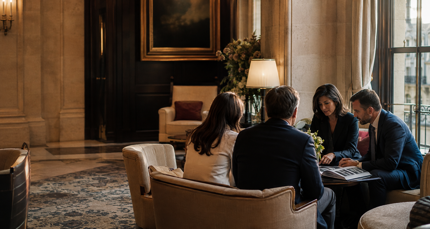 Luxury professionals from complementary industries meeting with the same private client